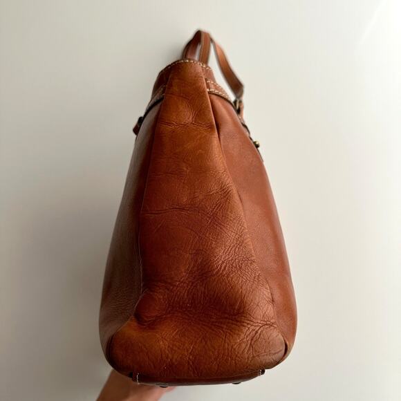 Patricia Nash Poppy Heritage Top Handle Full Leather Tan Tote Bag Purse - Picture 8 of 13